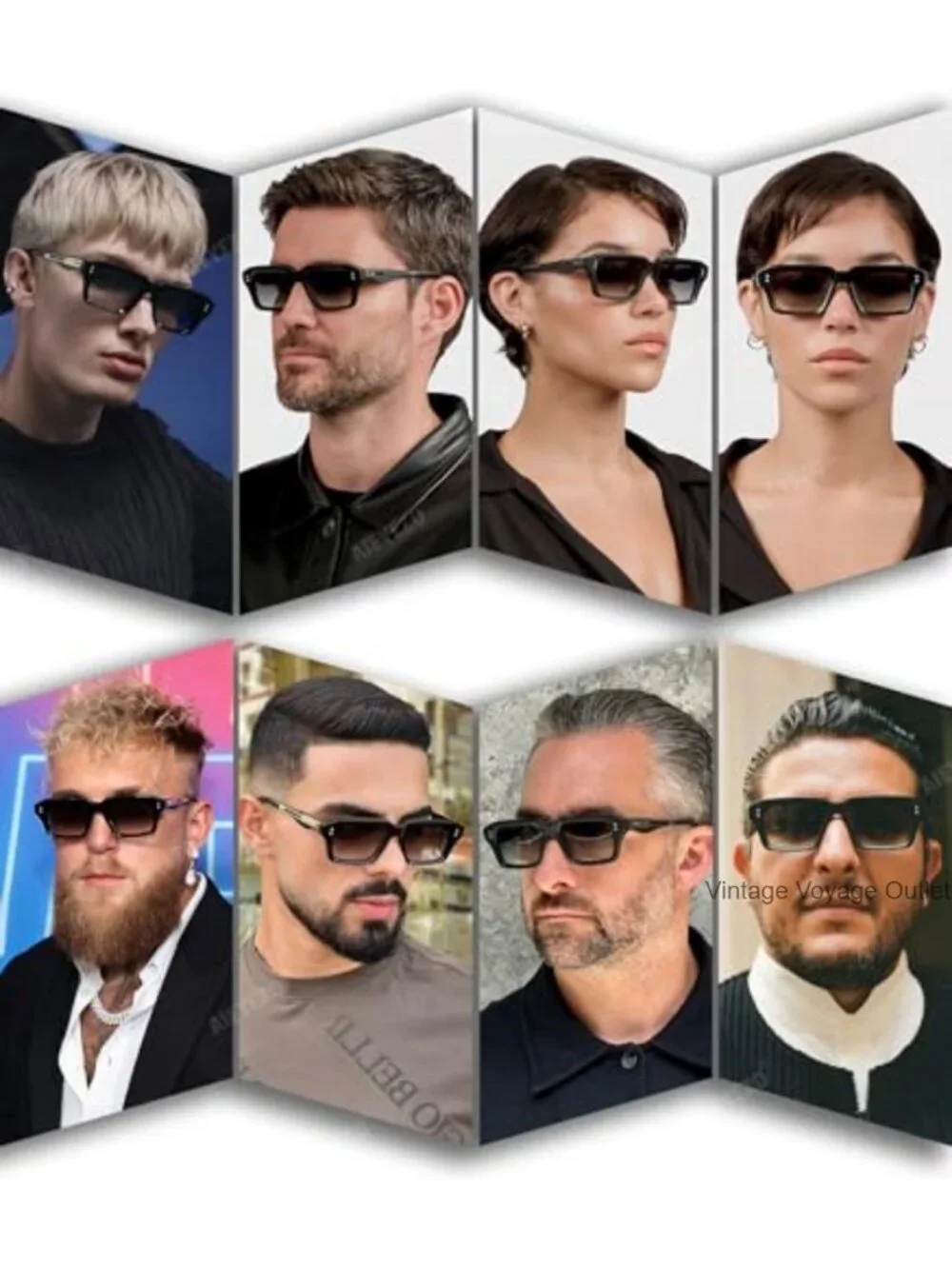 Rectangle Sunglasses UV400 Protection Retro Square Frame Shades